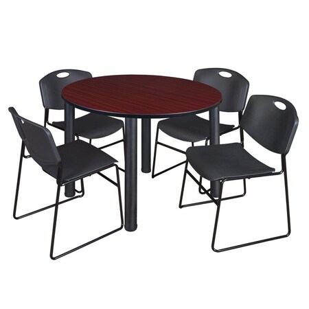 Regency Kee Round Table & Chair Set, Wood, Metal, Polypropylene Top TB48RNDMHBPBK44BK